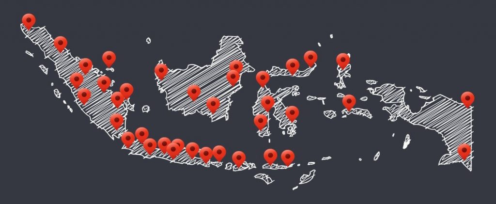 Peta jangkauan layanan PT Jaya Cipta Digital di Indonesia